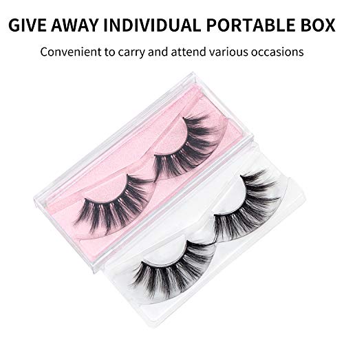 DYSILK False Eyelashes Mink - Strip Lashes 5 Pairs 6D Faux Eyelash - Wispy Lashes Cat Eye Fake Eyelashes Natural Look Fluffy Lash Reusable Lash Extension Kit | 004-16.7mm