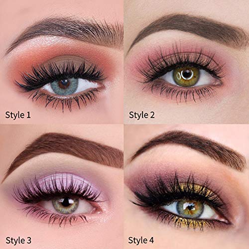 DYSILK Lashes False Eyelashes - 20 Pairs 6D 4 Styles Mixed Faux Mink lashes Thick Wispy Fluffy Natural - Fake Eyelashes Cat Eye Lashes Natural Look Reusable Lashes Pack| 10mm-20mm