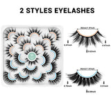 DYSILK False Eyelashes -10 Pairs Mixed Style 6D 15-16mm Faux Lashes Pack - Reusable Eyelashes Lashes Natural Look Mink Fake Eyelashes Wispy Fluffy Cat Eye Lashes Soft Extension