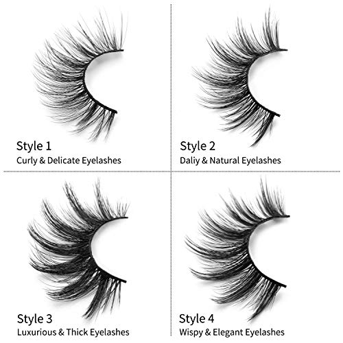 DYSILK Mink Lashes False Eyelashes - 20 Pairs 6D 4 Styles Mixed Lashes Faux Mink Eyelashes - Fake Eyelashes Natural Look Mink Fluffy Wispy Strip Lashes| 13mm-20mm