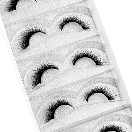 DYSILK Lash Extension Strip Eyelashes - 5 Pairs 6D Lashes Fox Eye Mink Eyelashes - False Lashes Reusable Fake Eyelashes Mink Wispy Lashes Natural Look | Winged 7mm-17mm