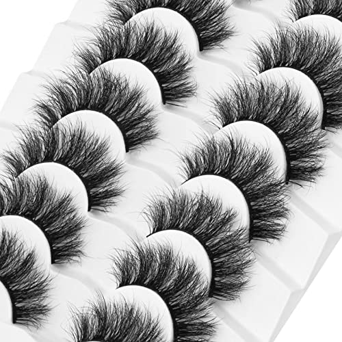 DYSILK 7 Pairs 8D Lashes Faux Mink Eyelashes Wispy Fluffy Natural Look False Eyelashes Long Lashes Pack Mink Lashes Soft Reusable Eye Lashes | Bloom 15mm