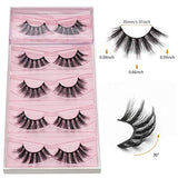 DYSILK False Eyelashes Mink - Strip Lashes 5 Pairs 6D Faux Eyelash - Wispy Lashes Cat Eye Fake Eyelashes Natural Look Fluffy Lash Reusable Lash Extension Kit | 004-16.7mm