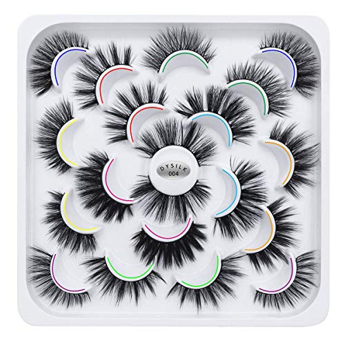 DYSILK Mink Lashes -10 Styles Mixed Pairs 6D Faux Lashes Pack - Lashes Natural Look Wispy Fluffy Cat Eye Reusable False Eyelashes