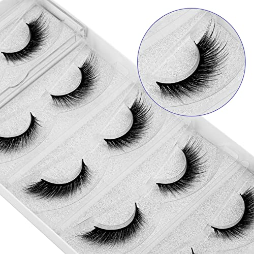 DYSILK Lash Extension Strip Eyelashes - 5 Pairs 6D Lashes Fox Eye Mink Eyelashes - False Lashes Reusable Fake Eyelashes Mink Wispy Lashes Natural Look | Winged 7mm-17mm