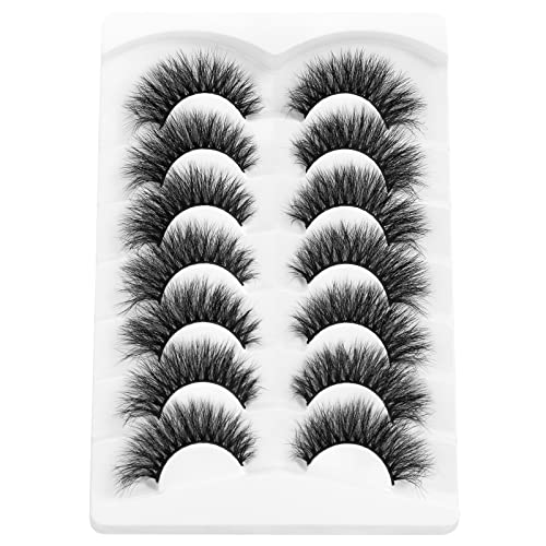 DYSILK Cat Eye Eyelashes - 7 Pairs 8D Faux Lashes - Mink Lashes Fluffy Wispy Natural Look False Eyelashes Long Lashes Pack Soft Reusable 3D Cat Eye 16mm