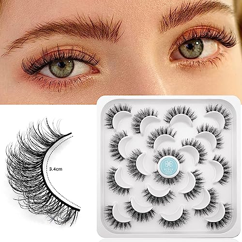 DYSILK Lashes Pack -10 Pairs 6D 12mm Faux Eyelashes - Mink Lashes Natural D Curl Reusable False Eyelashes Fake Eyelashes Soft