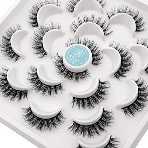 DYSILK Lashes Pack -10 Pairs 6D 12mm Faux Eyelashes - Mink Lashes Natural D Curl Reusable False Eyelashes Fake Eyelashes Soft